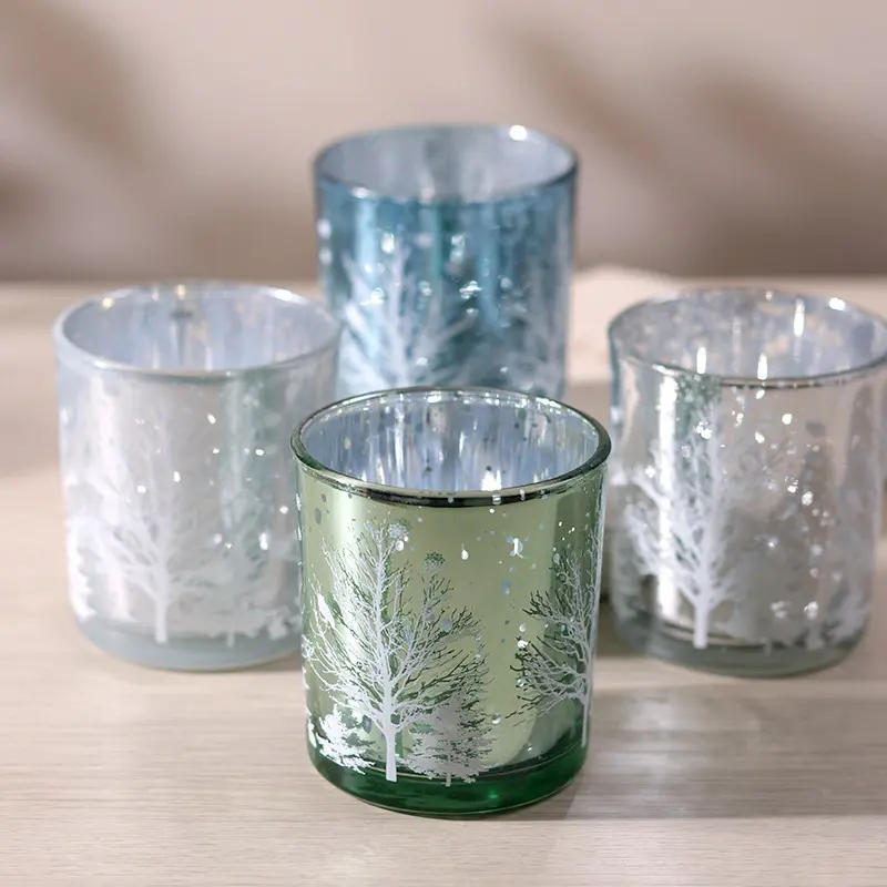 Winter Themed Glass Candle Holder Christmas Home Decor Cozy Ambiance Canada