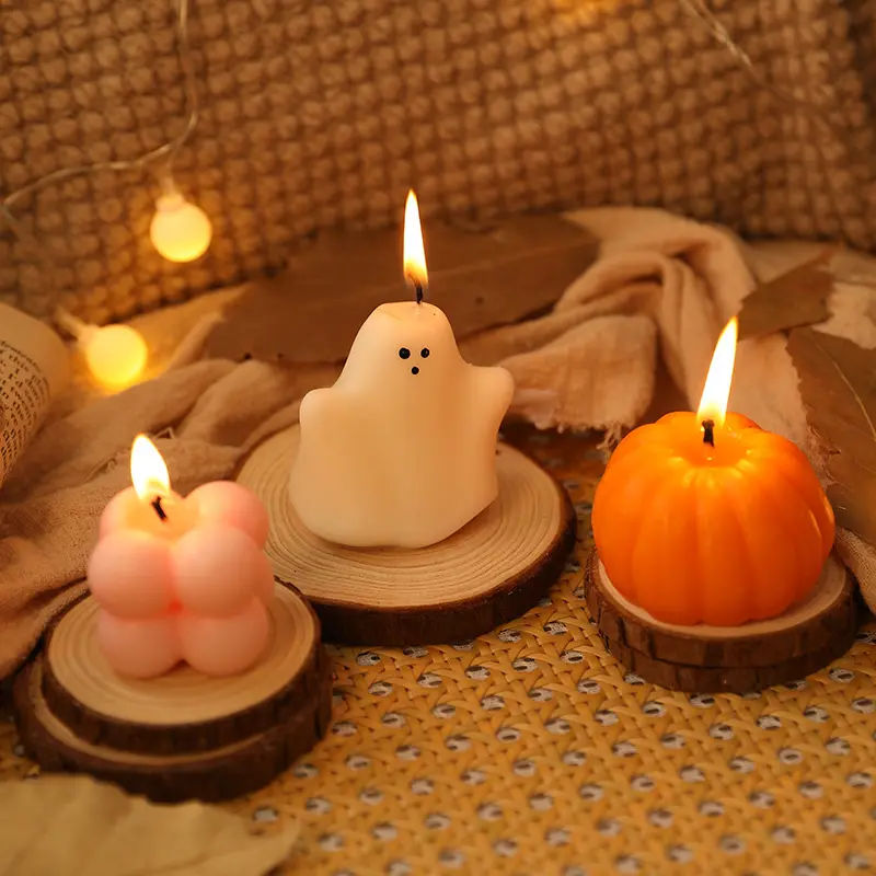 Halloween ghost pumpkin candle set festive home decor handmade candles UK