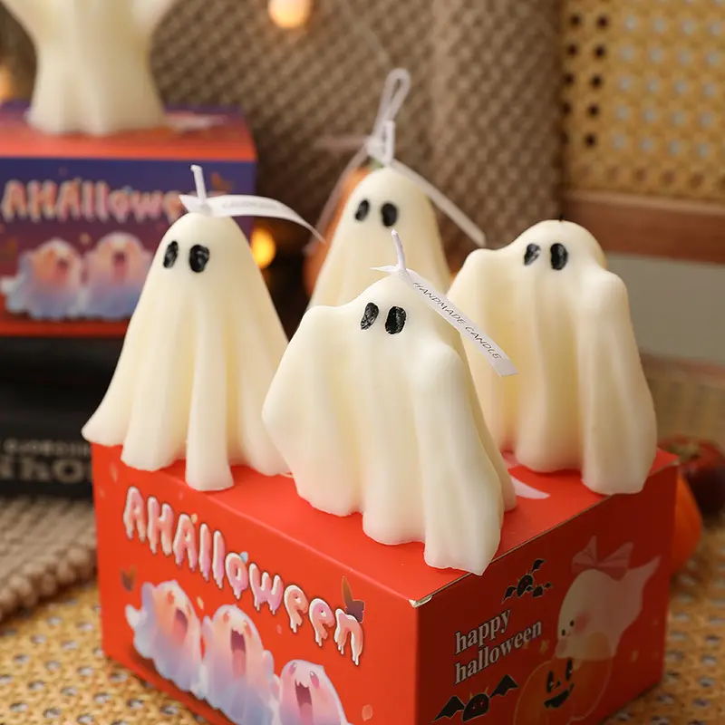 Halloween ghost pumpkin candle set festive home decor handmade candles UK