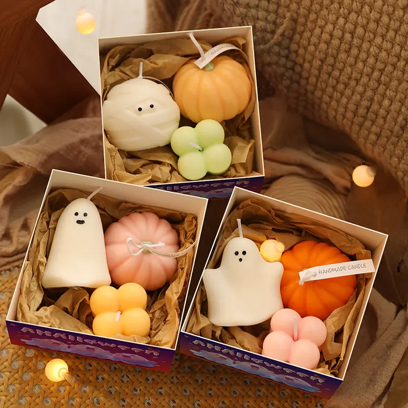 Halloween ghost pumpkin candle set festive home decor handmade candles UK