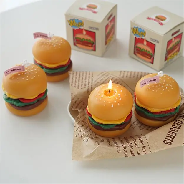 Burger Candle Unique Fun Decor Quirky Gift Idea for Home and Kitchen America