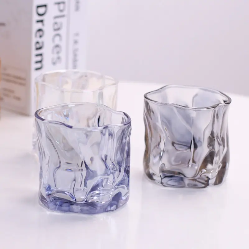 New design glass cup twisted empty container for candle Europe