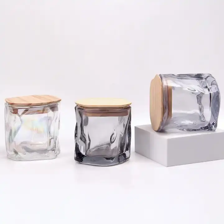 New design glass cup twisted empty container for c...