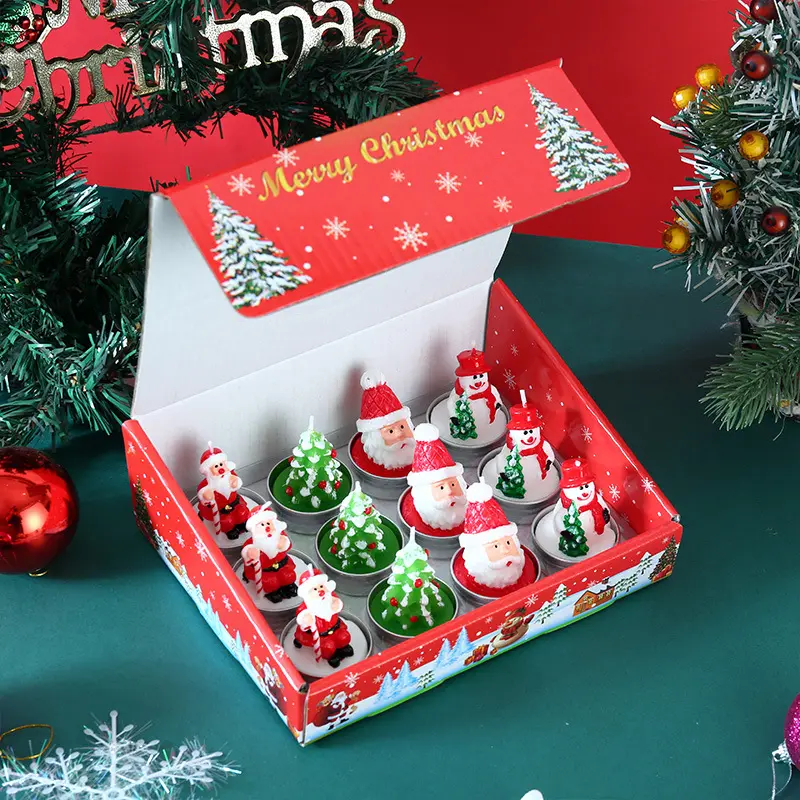 Colorful Christmas Candle Gift Set Holiday Decorat...