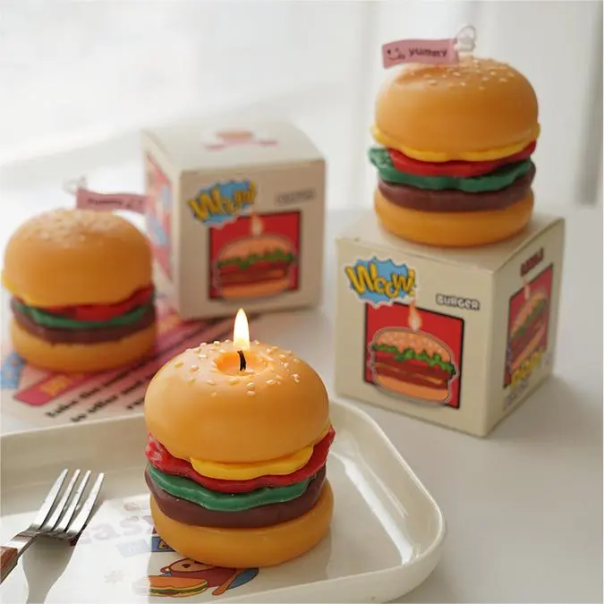 Burger Candle Unique Fun Decor Quirky Gift Idea for Home and Kitchen America