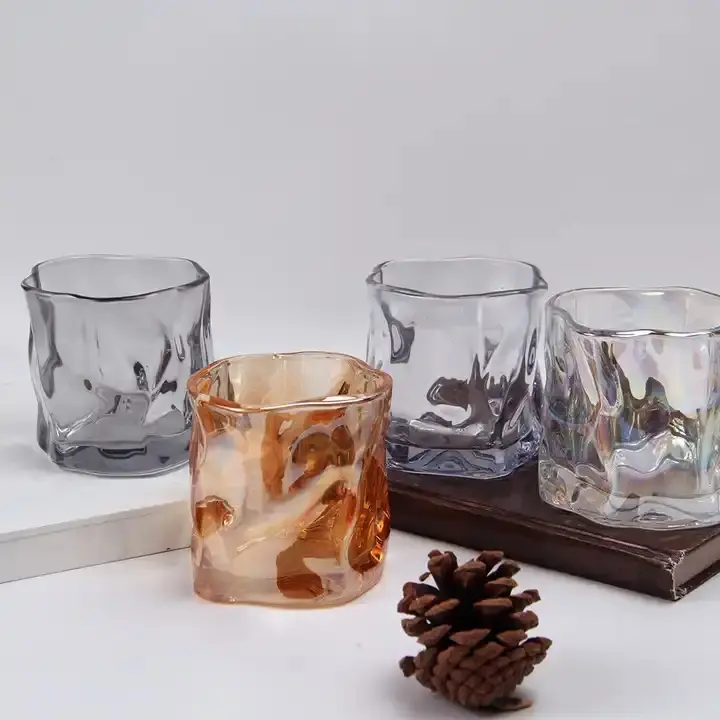 New design glass cup twisted empty container for candle Europe