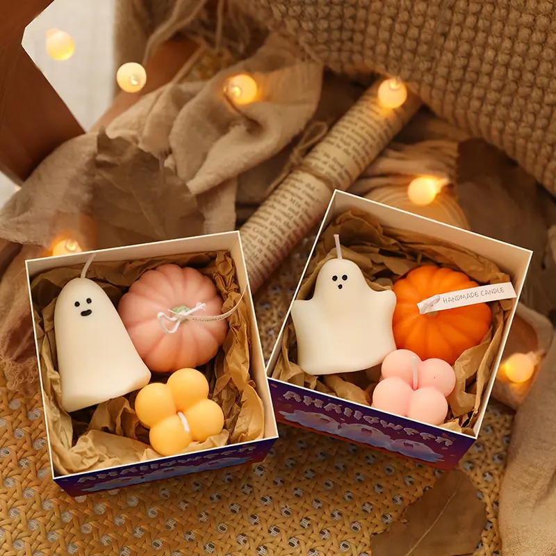 Halloween ghost pumpkin candle set festive home de...